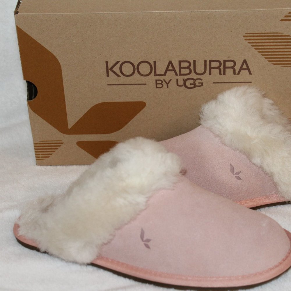 NEW UGG KOOLABURRA SUEDE FUR SLIDE SLIPPERS PINK‎
